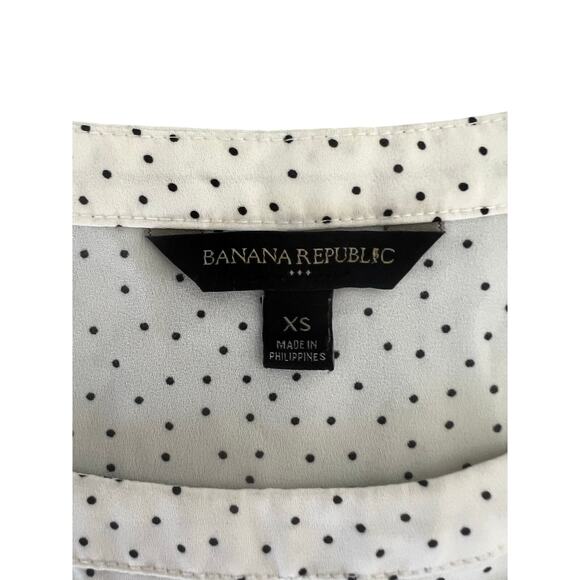 Banana Republic White/ Gray Mini Dot Print Semi Sheer Blouse Tunic Woman Size XS - Picture 4 of 7